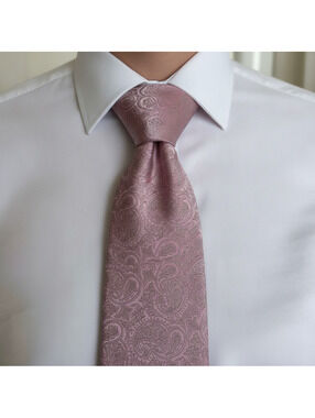 DKNY Paisley Silk Necktie Pink